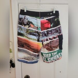 Y2K Analog Men's Beachwear Board Swim Shorts Trunks Size 30